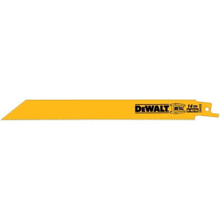 Picture of Dewalt DW4809 8&apos;&apos; 14 TPI Straight Back Bi-Metal Reciprocating Saw Blade