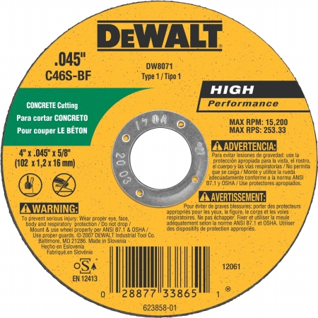 Picture of Dewalt DW8071 4&apos;&apos; Cutting Wheel