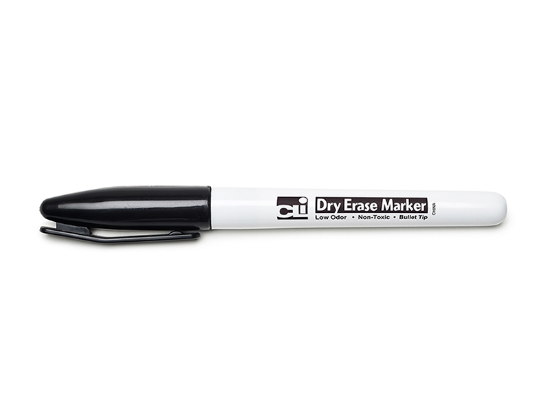 Picture of 12Ct Black Bullet Tip Dry Erase Markers Pocket Style