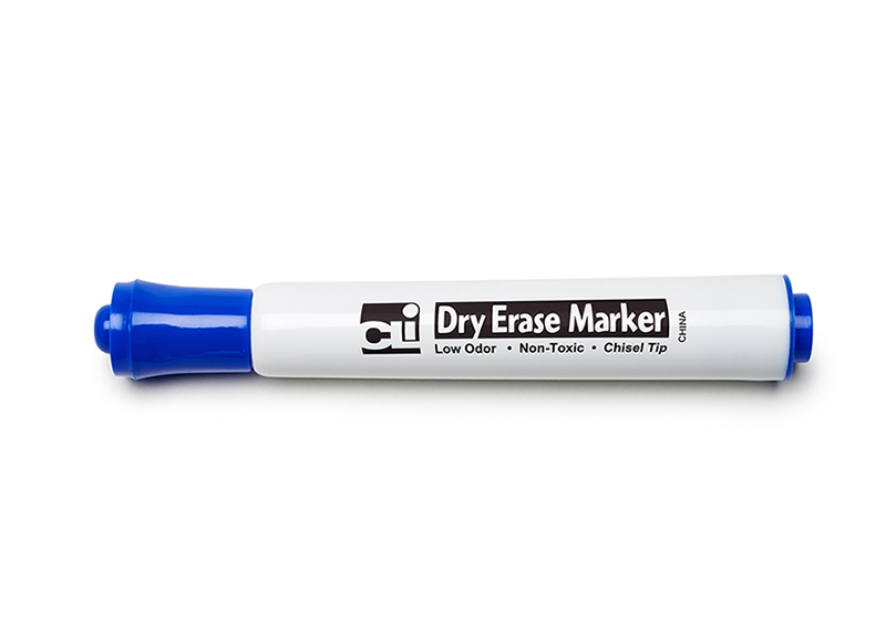 Picture of 12Ct Blue Chisel Tip Dry Erase Markers Barrel Style