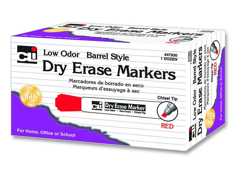 Picture of 12Ct Dry Erase Markers Red Chisel