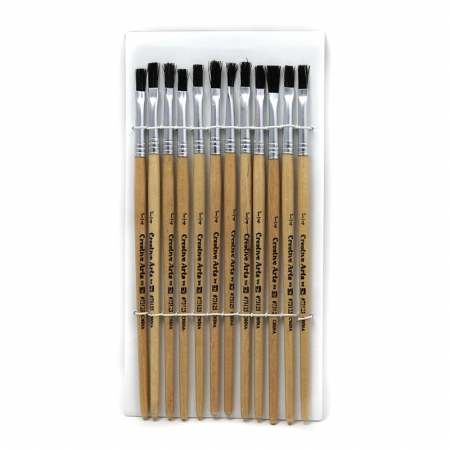Picture of Brushes Stubby Easel Flat 1/4In Natural Bristle 12Ct
