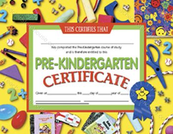 Picture of Certificates Pre-Kindergarten 30/Pk 8.5 X 11 Yellow