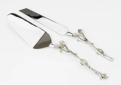 Picture of Classic Touch dTcor MIS502N 12 in. Cake Server & Knife Set-Leaf