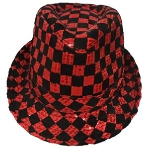 Red Checkerboard Fedora Hat