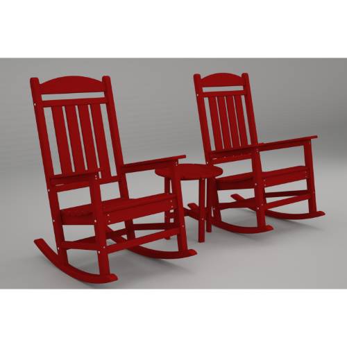 PWS109-1-SR Presidential Rocker Set, Sunset Red, 3 Piece -  Polywood