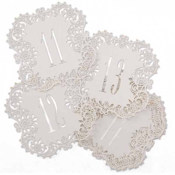 Picture of Hortense b Hewitt 30853 White Shimmer Laser Cut Table Number Cards 11-20