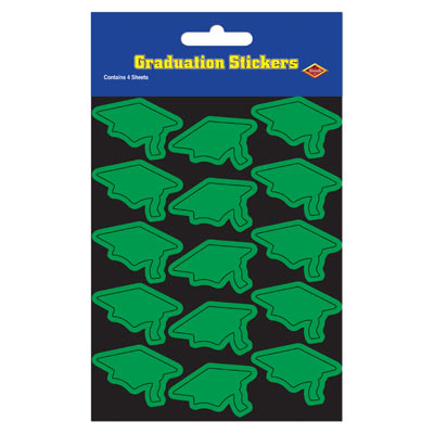 Picture of Beistle 54055-G Grad Cap Stickers- Green - Pack Of 12