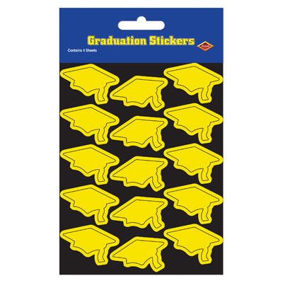 Picture of Beistle 54055-Y Grad Cap Stickers- Yellow - Pack Of 12