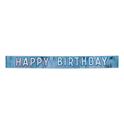 DDI 1906320 Metallic Happy Birthday Banner - Blue with Silver Glittered Blue Letters Case of 6