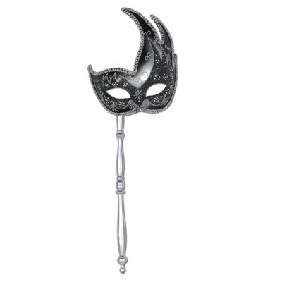 Picture of Beistle 54200-S Glittered Mask With Stick- Silver - Pack Of 12