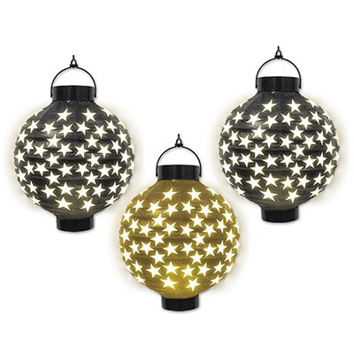 DDI 1906524 Light-Up Paper Lanterns - Assorted 2-Black & 1-Gold Case of 6