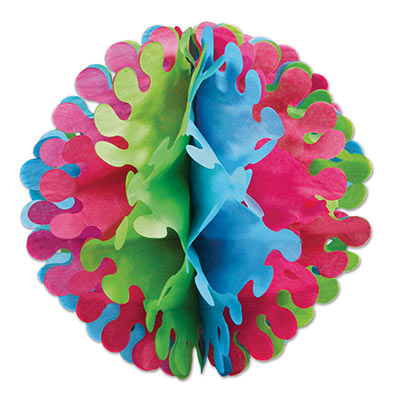 Beistle 54902-CLGT 14 in. Tissue Flutter Ball- Cerise- Light Green- Turquoise - Pack Of 12