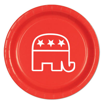 Picture of Beistle 58029-R Republican Plates&#44; Red - Pack Of 12