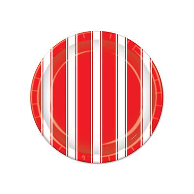 Picture of Beistle 58077 Red & White Stripes Plates- 7 in.- Pack Of 12