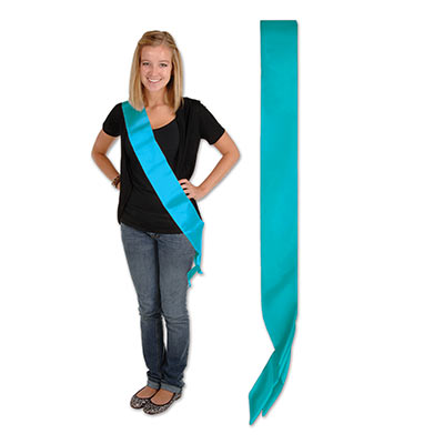 Picture of Beistle 60199-T Satin Sash- Turquoise - Pack Of 6