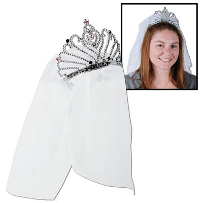 DDI 1907042 Plastic Bride To Be Tiara with Veil Case of 12