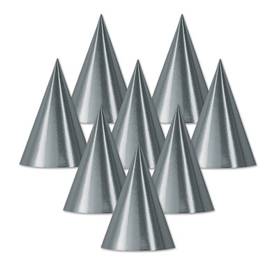 Picture of Beistle 66002-S Foil Cone Hat&#44; Silver - Pack Of 48
