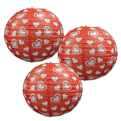Picture of DDI 1907211 Heart Paper Lanterns Case of 6