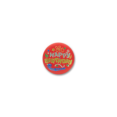 Picture of Beistle BN004 Happy Birthday Satin Button- Pack Of 6