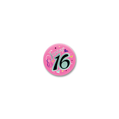 Picture of Beistle BN037 Sweet 16 Satin Button- Pack Of 6