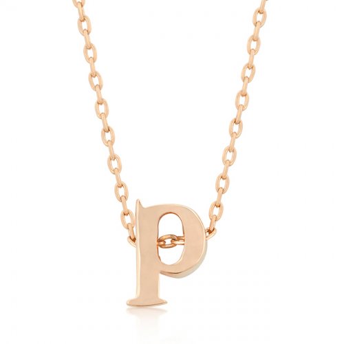 Picture of Icon Bijoux P11409A-V00-P Rose Gold Initial P Pendant