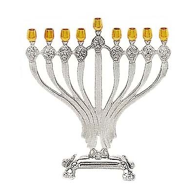 Picture of GiftMark M-10473 Silver Plated Menorah, with Brass Candle Cup Holders