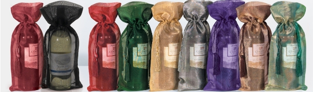 Picture of Joann Marie Designs IBT6X15PU Sheer Metallic Wine Bag - Purple Pack of 12