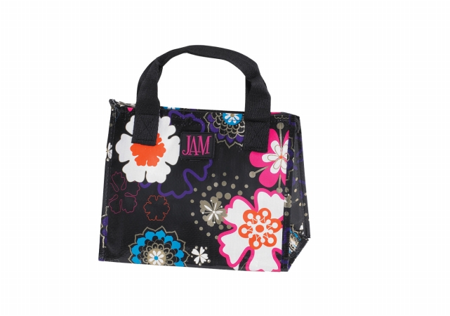 Picture of Joann Marie Designs P2LBBFP Poly Lunch Bag - Black Flower Power Pack of 6