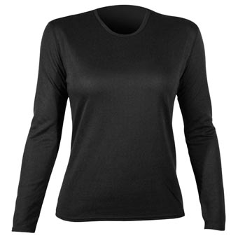 Picture of Bi-ply Crewneck Womens Shirt&#44; Black&#44; Small