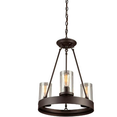 Picture of Artcraft Lighting AC10003 Three Light Chandelier, Dark Chocolate Finish with Clear Glass