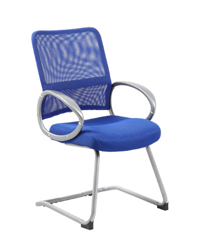 Picture of BOSS B6419-BE Boss Mesh Back With Pewter Finish Guest Chair - Blue