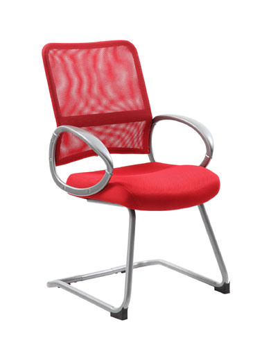 Picture of BOSS B6419-RD Boss Mesh Back With Pewter Finish Guest Chair - Red
