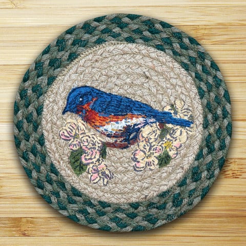 Round Miniature Swatch, Blue Bird, printed