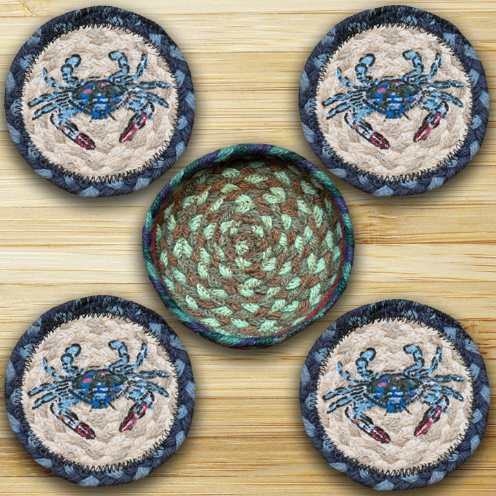 Picture of Earth Rugs 29-CB359BC Coasters in a Basket- Blue Crab