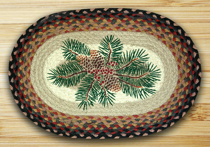 Picture of Earth Rugs 48-083PRB Oval Shaped Placemat- Pinecone Red Berry