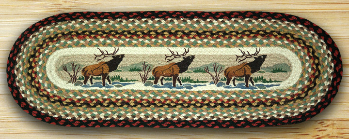 Picture of Earth Rugs 68-319WE Oval Patch Printed Runner- Winter Elk