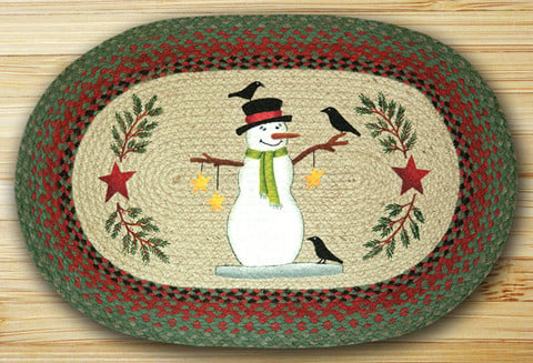 Oval Patch Rug, Snowman with Crow