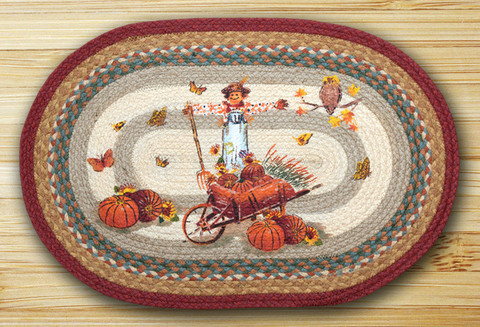 Earth Rugs Oval Patch Rug- Pumpkin Celebration