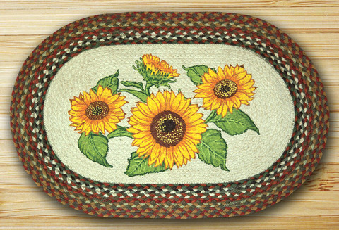 Earth Rugs Oval Patch Rug- Sunflowers