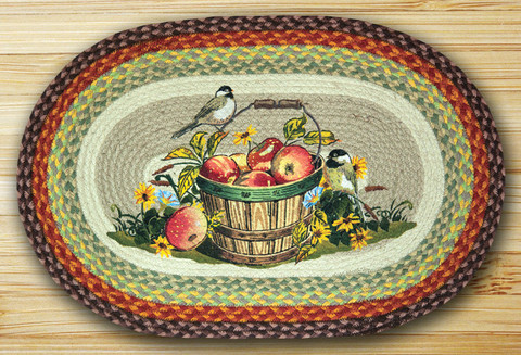 Earth Rugs  Oval Patch Rug- Apple Chickadee
