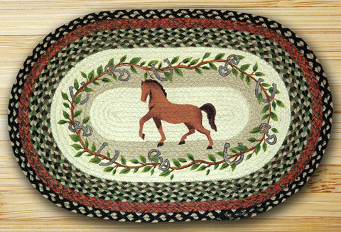 Picture of Earth Rugs 65-427HOL Oval Patch Rug- Horse Oak Leaf