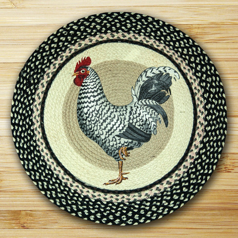 Earth Rugs Round Patch Rug- Rooster