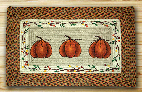 Earth Rugs  Rectangle Patch Rug- Harvest Pumpkin