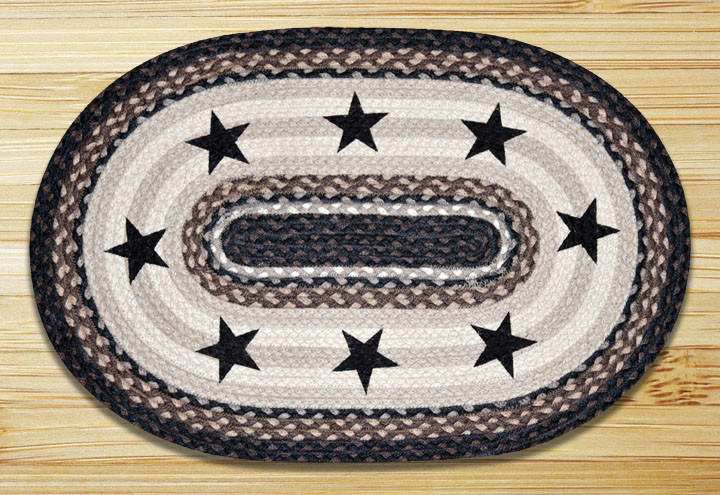 Oval Patch Rug - Black Stars