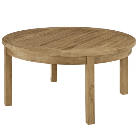 Marina Outdoor Patio Teak Round Coffee Table- Natural