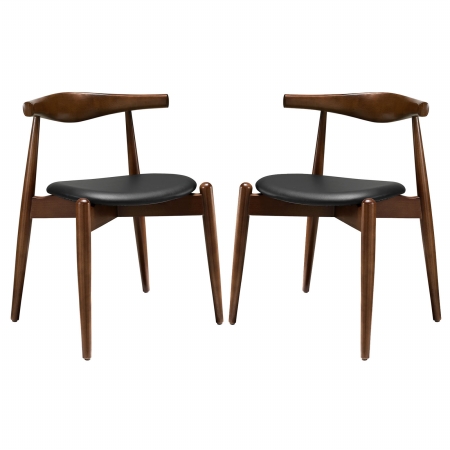 EEI-1377-DWL-BLK Stalwart Dining Side Chairs Set of 2, Dark Walnut Black