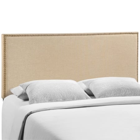 MOD-5215-CAF Region Queen Nailhead Upholstered Headboard, Cafe