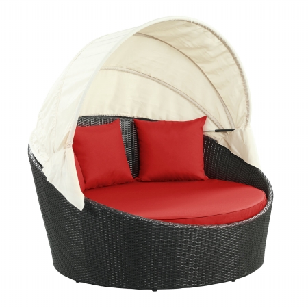 Siesta Canopy Outdoor Patio Daybed, Espresso Red