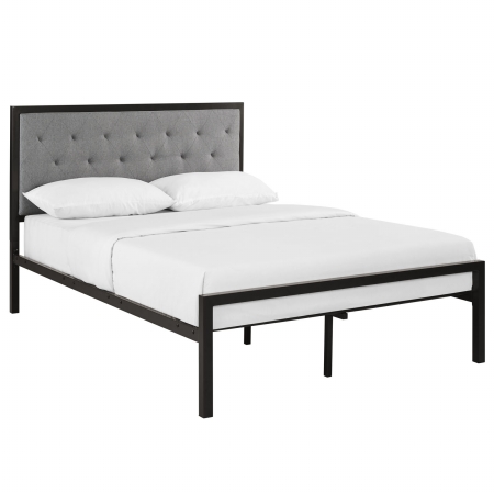 MOD-5180-BRN-GRY-SET Mia Full Fabric Platform Bed Frame- Brown Gray